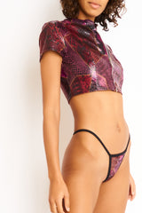 Ross - Purple Snake Skin Vegan Leather String Bikini