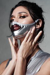 EVERYDAY FACE COVER -  Metallic Silver Mask with Lips