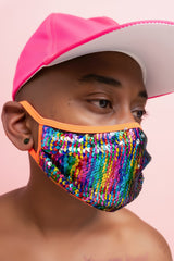 FACE COVER -Rainbow Sequin Face Cover